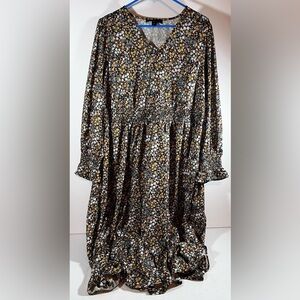 WOMEN’S ELLOS MULTICOLOR  FLORAL EMPIRE DRESS RUFFLE HEM SIZE 18